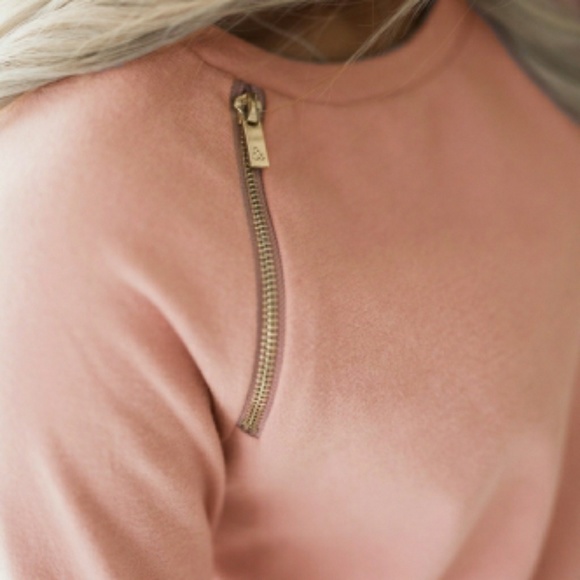 NWT Pink Sweater with Gold Zipper - Picture 2 of 3